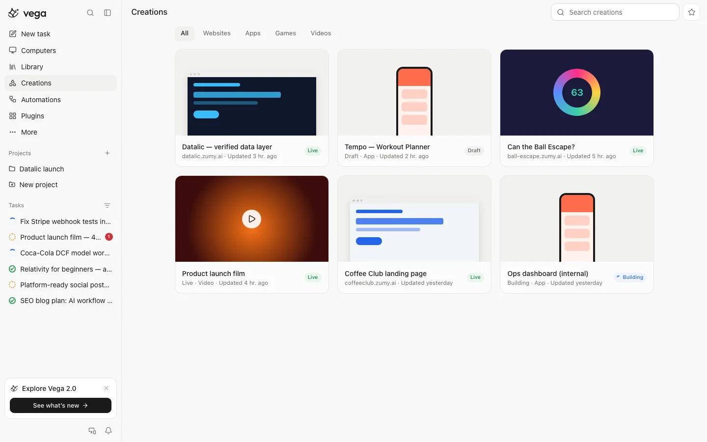Everything Vega has published, in one place